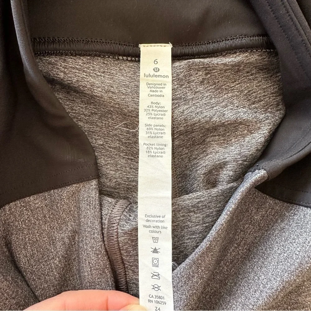 Lululemon Get Going Train Tight 28” Heathered Black Smoky Blush Leggings Size 6